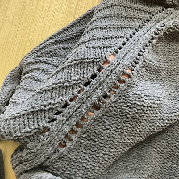 Terra & Sky Cable Knit Chenille Mock Neck Gray Sweater Size 1X - Picture 6 of 9